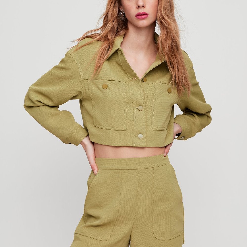 Grey high waisted Wilfred/Aritzia Boissier shorts